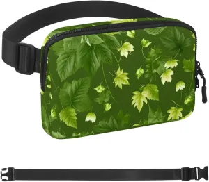 Green Leaf-1529 Belt Bag for Men and Women Fanny Pack,Belt Bag with Adjustable Strap,Fashion Crossbody Everywhere Belt Bag for Travel Outdoors Running Hiking