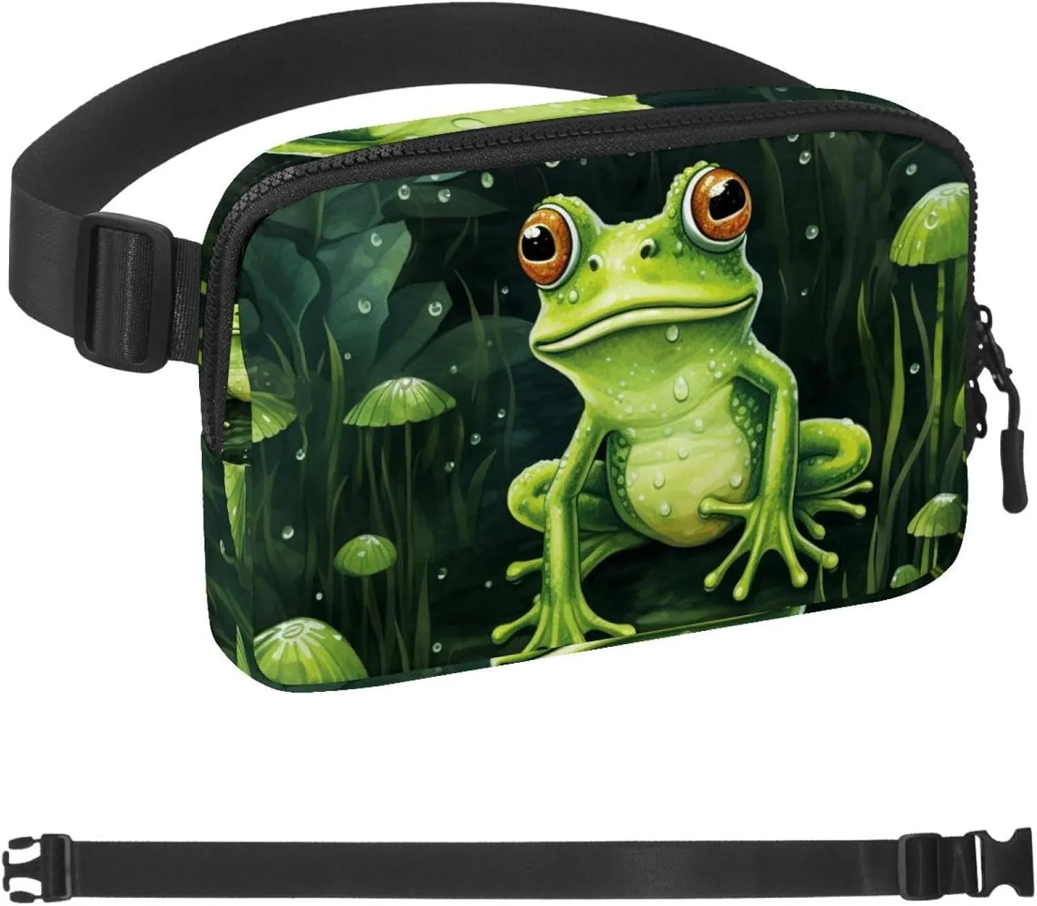 Green Little Frog-1649 Belt Bag for Men and Women Fanny Pack,Belt Bag with Adjustable Strap,Fashion Crossbody Everywhere Belt Bag for Travel Outdoors Running Hiking