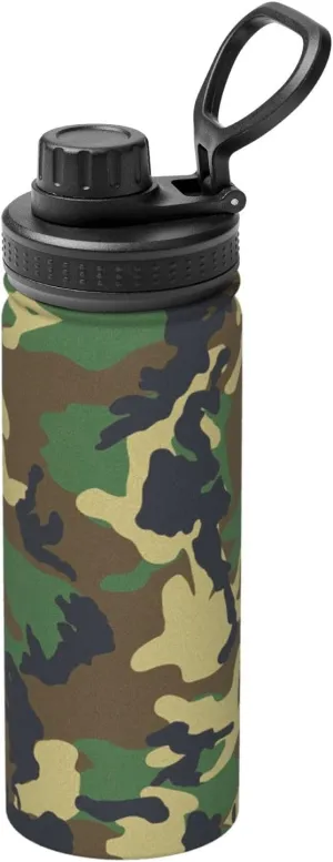 Green Military Camo Sports Insulated Water Bottle - Premium 18 oz. Stainless Steel Hydration Bottle for Outdoor Enthusiasts