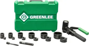 Greenlee 7906SB 8-Ton Hydraulic Knockout Punch Kit with Quick Draw 90 Knockout Driver, 1/2" to 2" Slug-Buster Punches, Dies, and Short Hydraulic Draw Studs