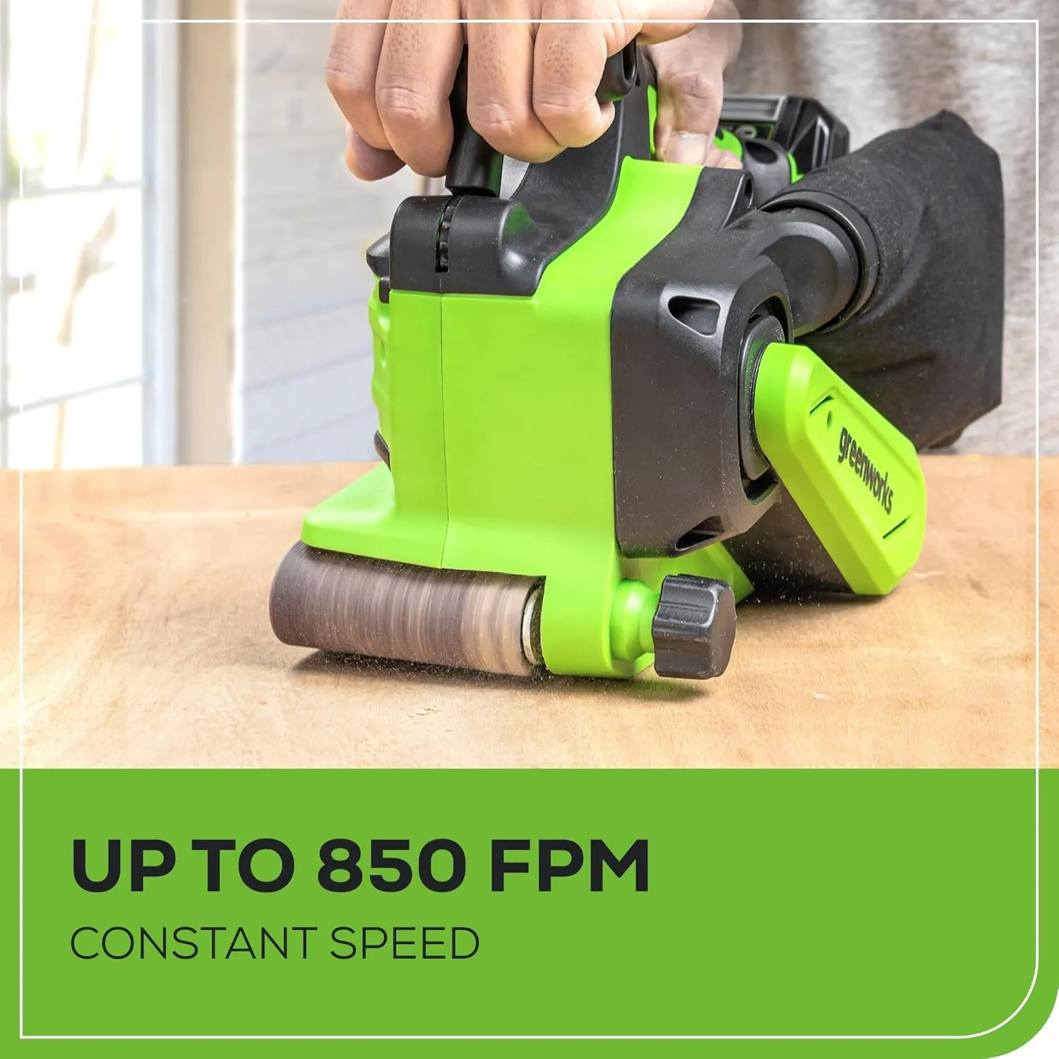 Greenworks 24V Brushless Cordless 3in. x 18in. Belt Sander Kit with Dust Bag and 60 Grit Sandpaper, 4Ah Battery and Charger Included