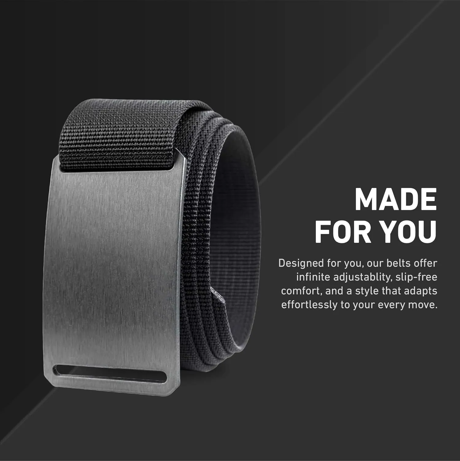 GRIP6 Gunmetal Belt: Durable Belts for Men & Women, Versatile Nylon Tactical Belt for Work, Golf, Casual & Outdoor Use