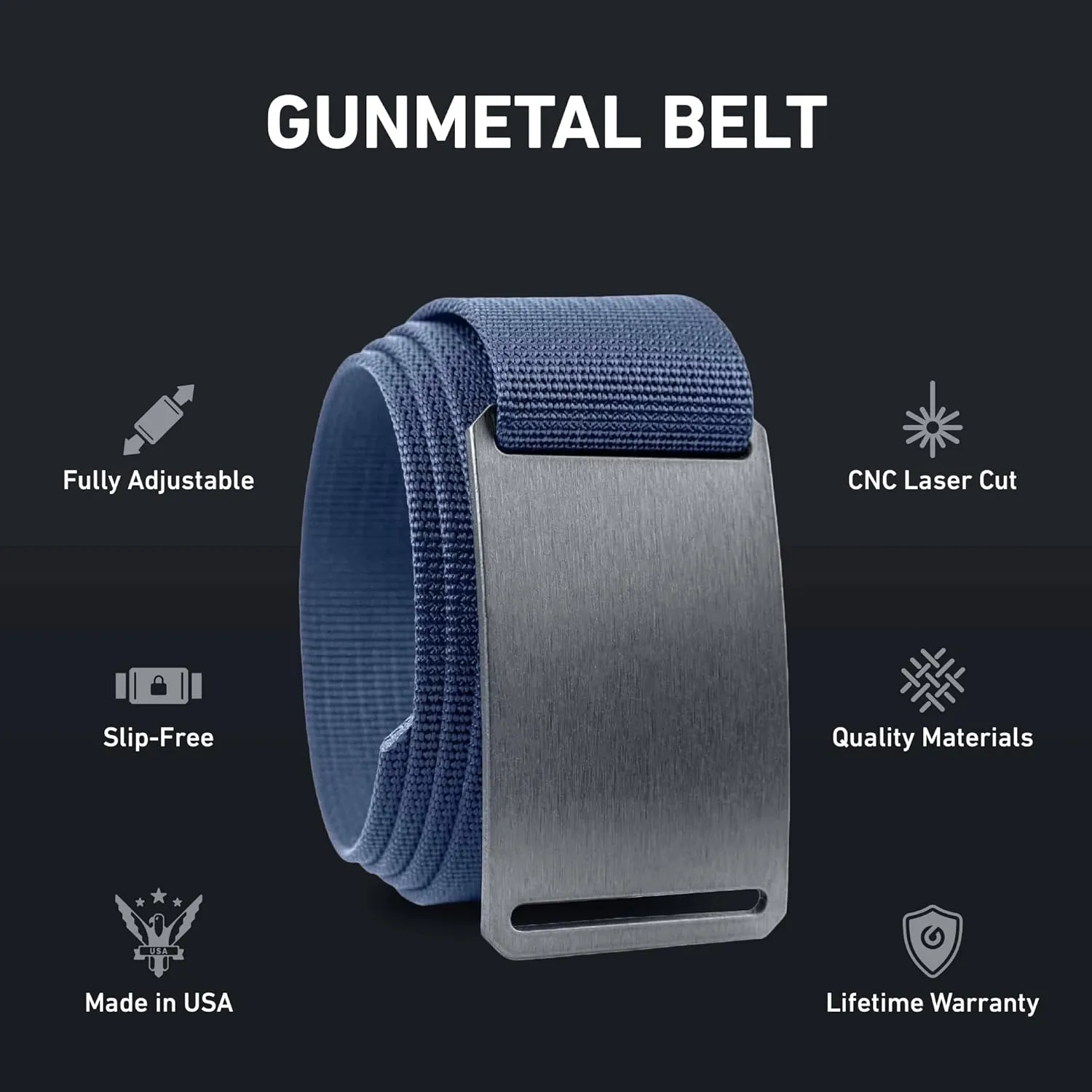 GRIP6 Gunmetal Belt: Durable Belts for Men & Women, Versatile Nylon Tactical Belt for Work, Golf, Casual & Outdoor Use