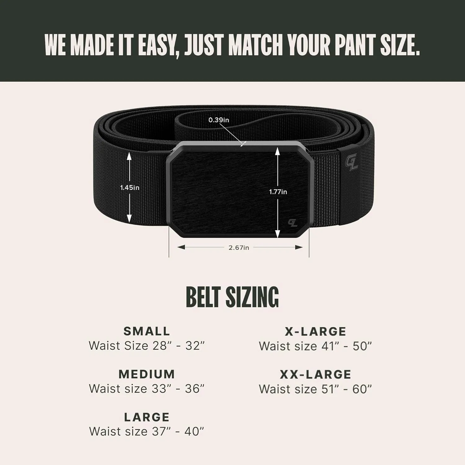 Groove Life Groove Belt Men's Stretch Nylon Belt with Magnetic Aluminum Buckle, Lifetime Coverage