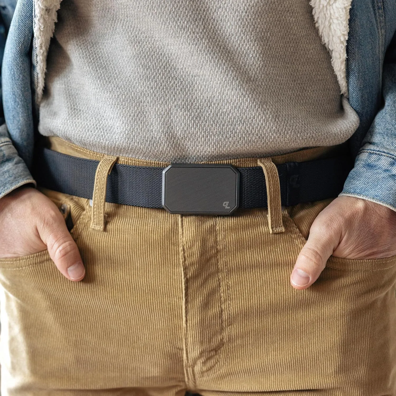Groove Life Groove Belt Men's Stretch Nylon Belt with Magnetic Aluminum Buckle, Lifetime Coverage