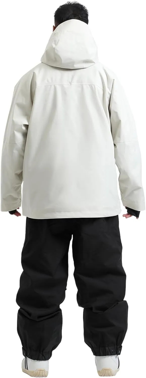 GSOU SNOW Mens Ski Jacket and Pants Set Ski Suit Snowboard Bibs Snowsuit Snow Coats Waterproof Hooded