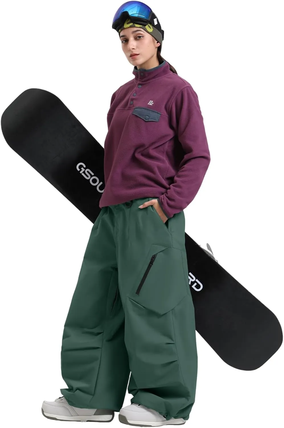 GSOU SNOW Womens Mens Snowboard Pants Baggy Cargo Ski Snow Pants Loose Fit Waterproof Windproof Insulated