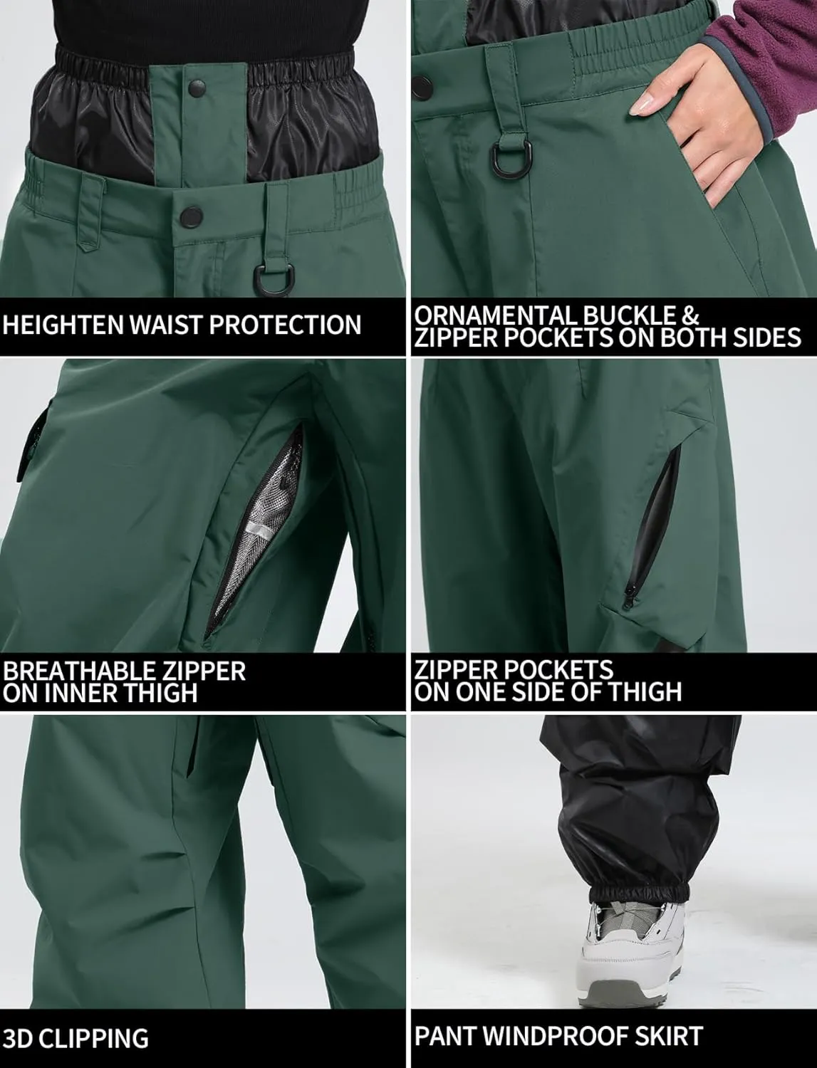 GSOU SNOW Womens Mens Snowboard Pants Baggy Cargo Ski Snow Pants Loose Fit Waterproof Windproof Insulated