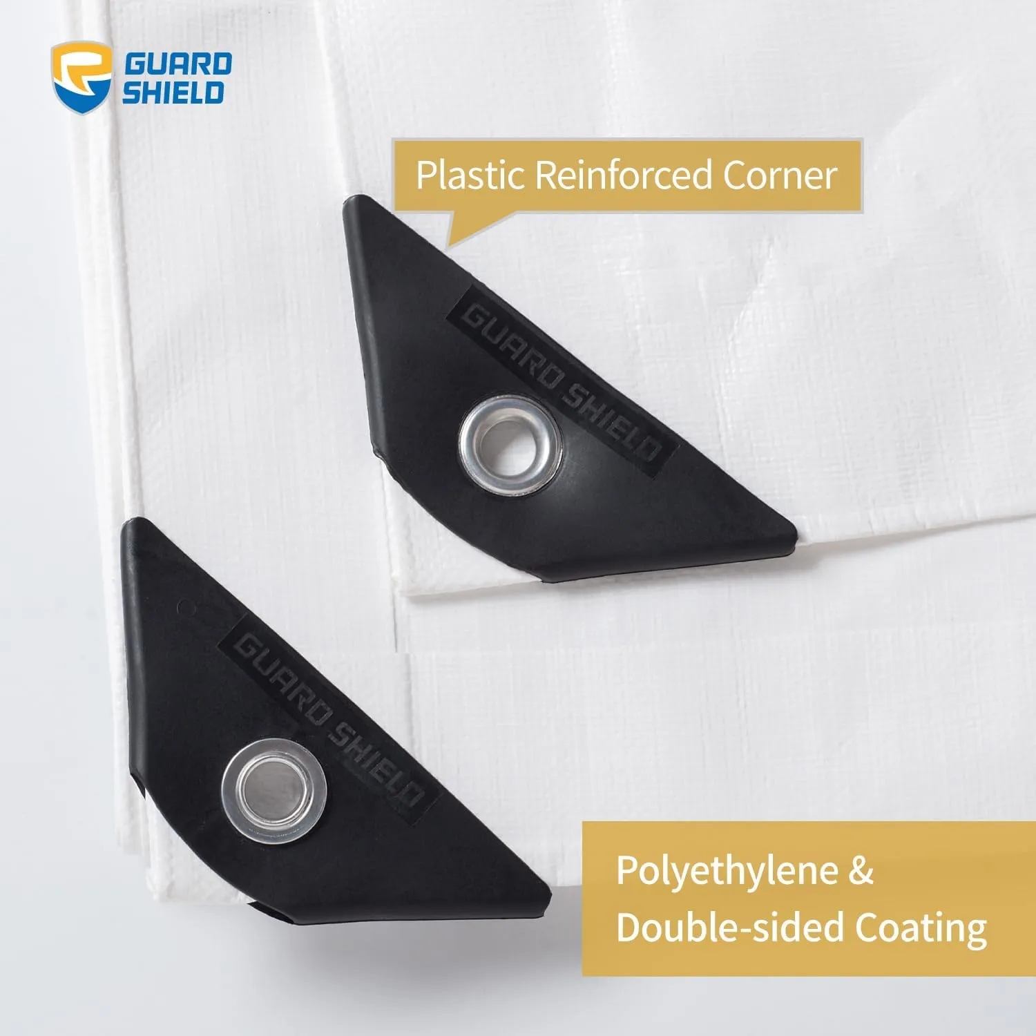 GUARD SHIELD Super Heavy Duty White Ploy Tarp Cover 10x20 Feet Waterproof Tarps 16mil Thick UV and Tear Resistant Tarpualin