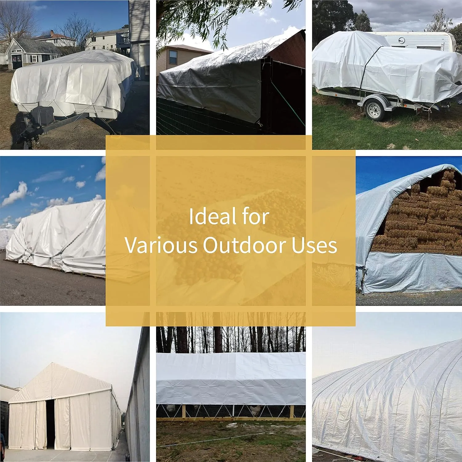 GUARD SHIELD Super Heavy Duty White Ploy Tarp Cover 10x20 Feet Waterproof Tarps 16mil Thick UV and Tear Resistant Tarpualin