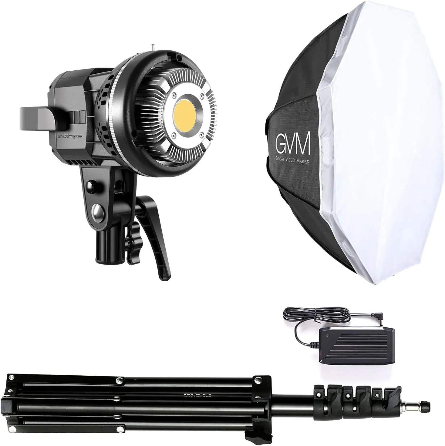 GVM 80W Video Light, Studio Lights for Photography, Softbox Lighting Kit with Bowens Mount, CRI97  5600K Colour Temperature , 22in Softbox, Tripod Stand, YouTube, Video, Wedding