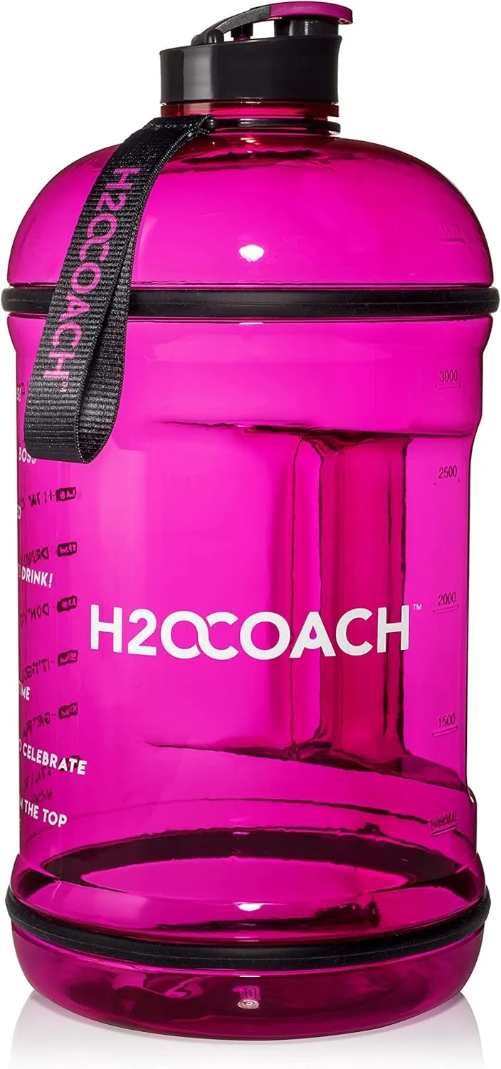 H2OCOACH 1 Gallon Sports Water Bottle with Time Marker | Motivational 3.79 Liters, Reusable BPA Free Jug (128 oz)