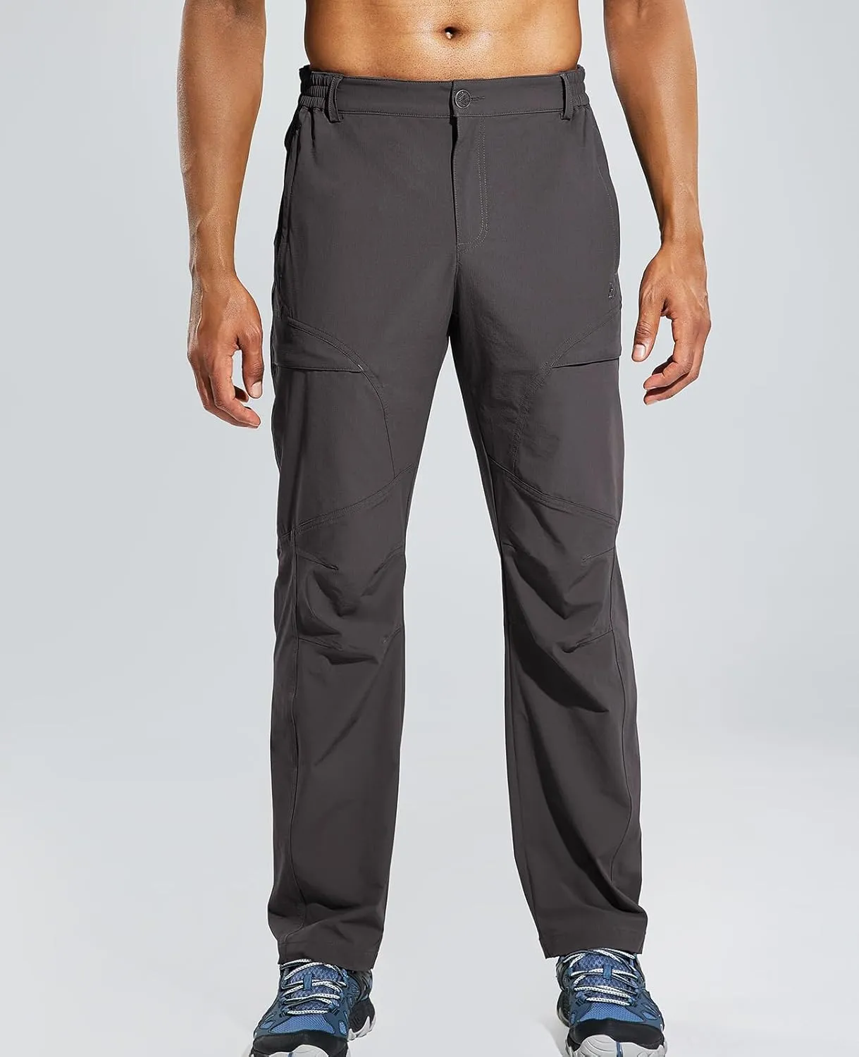 Haimont Men's Hiking Pants with 6 Zip Pockets Nylon Quick Dry Lightweight Outdoor Travel Cargo Pants, Water Resistant