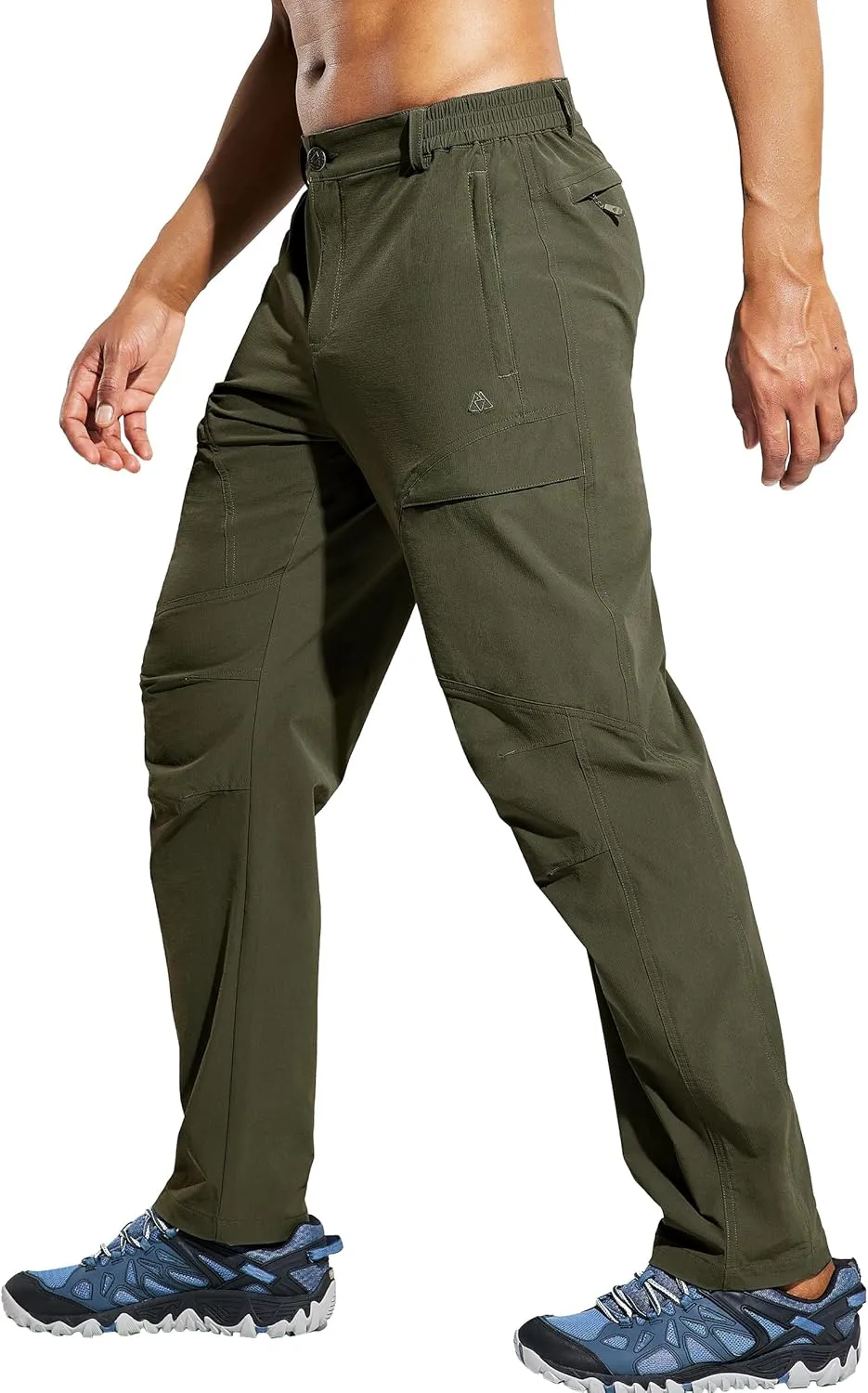 Haimont Men's Hiking Pants with 6 Zip Pockets Nylon Quick Dry Lightweight Outdoor Travel Cargo Pants, Water Resistant
