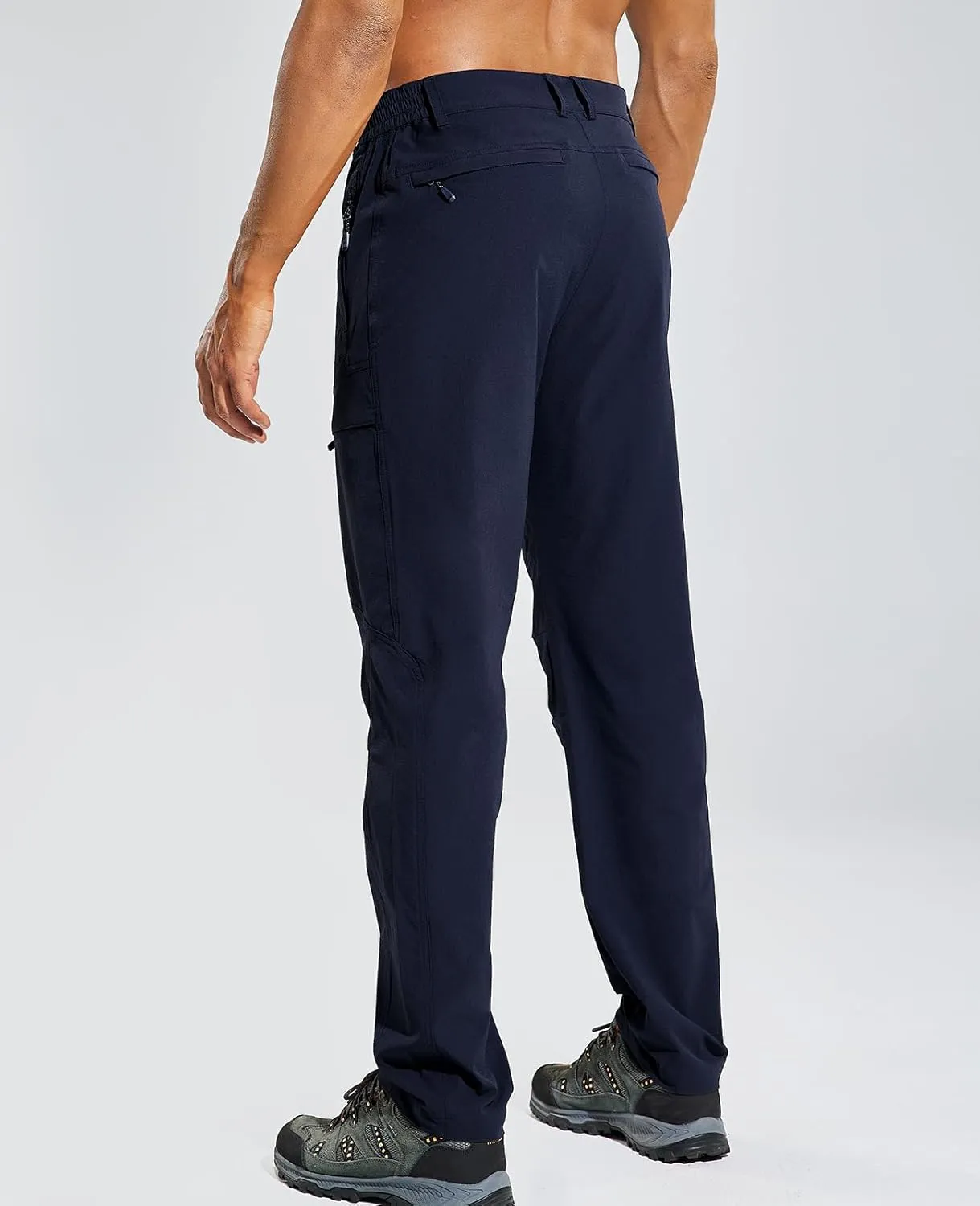 Haimont Men's Hiking Pants with 6 Zip Pockets Nylon Quick Dry Lightweight Outdoor Travel Cargo Pants, Water Resistant