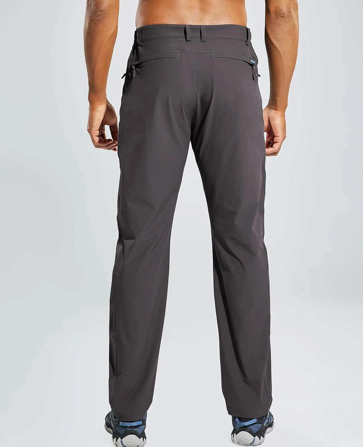 Haimont Men's Hiking Pants with 6 Zip Pockets Nylon Quick Dry Lightweight Outdoor Travel Cargo Pants, Water Resistant