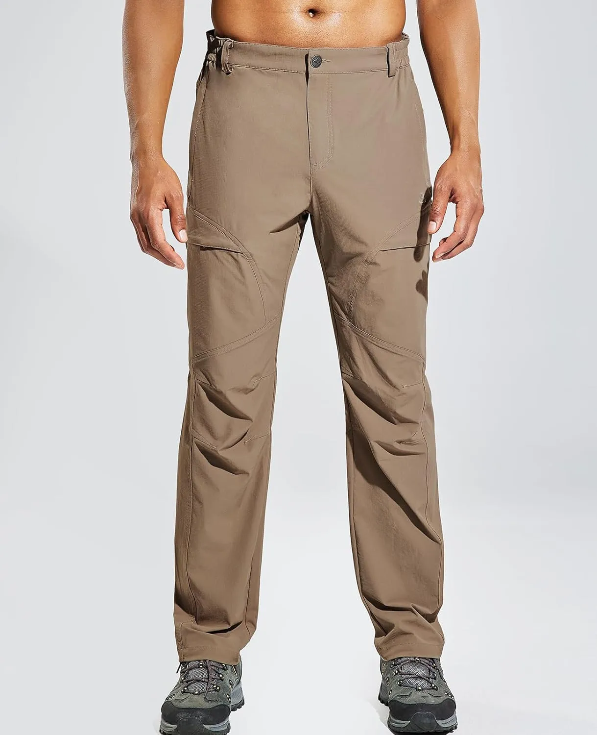 Haimont Men's Hiking Pants with 6 Zip Pockets Nylon Quick Dry Lightweight Outdoor Travel Cargo Pants, Water Resistant