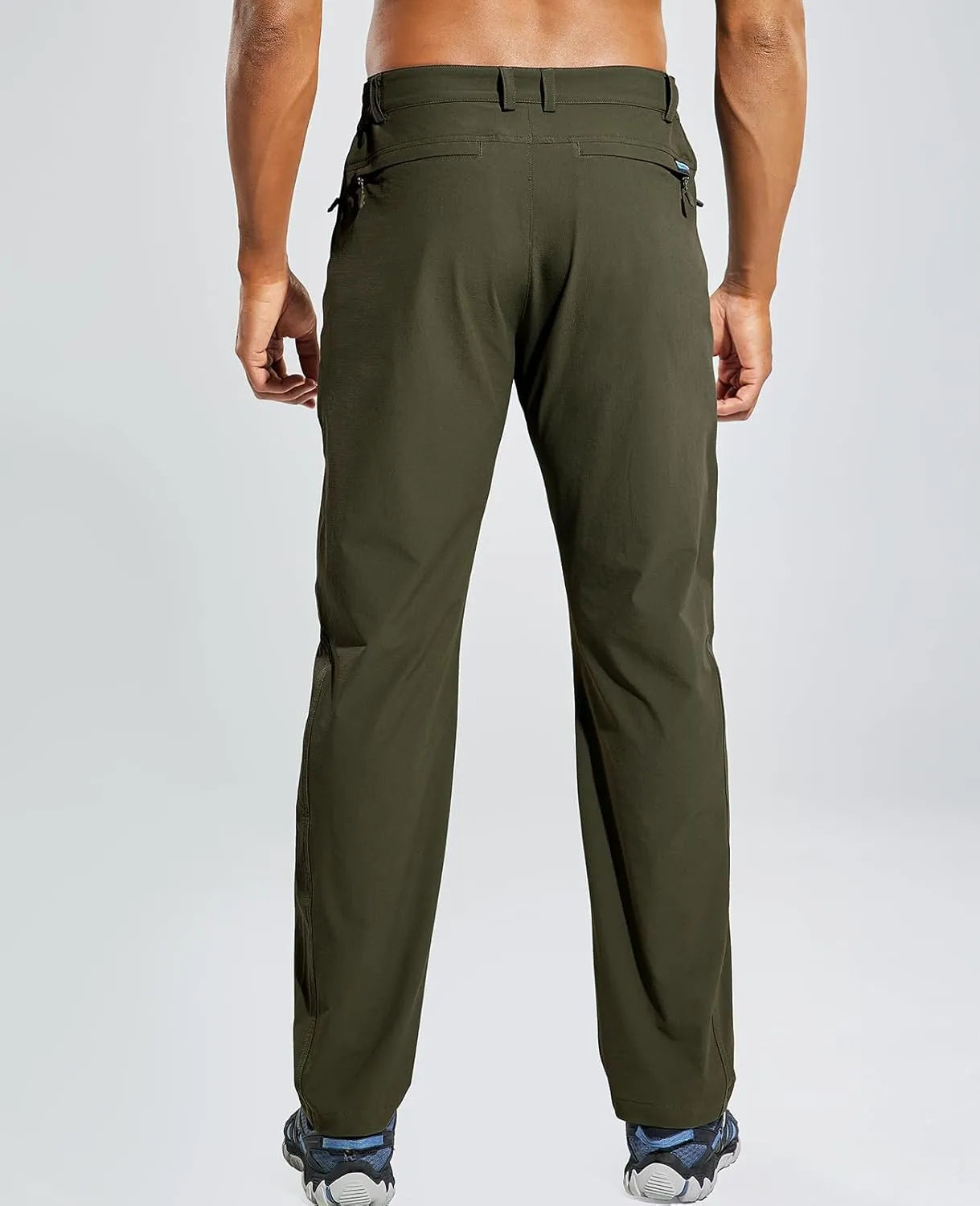 Haimont Men's Hiking Pants with 6 Zip Pockets Nylon Quick Dry Lightweight Outdoor Travel Cargo Pants, Water Resistant