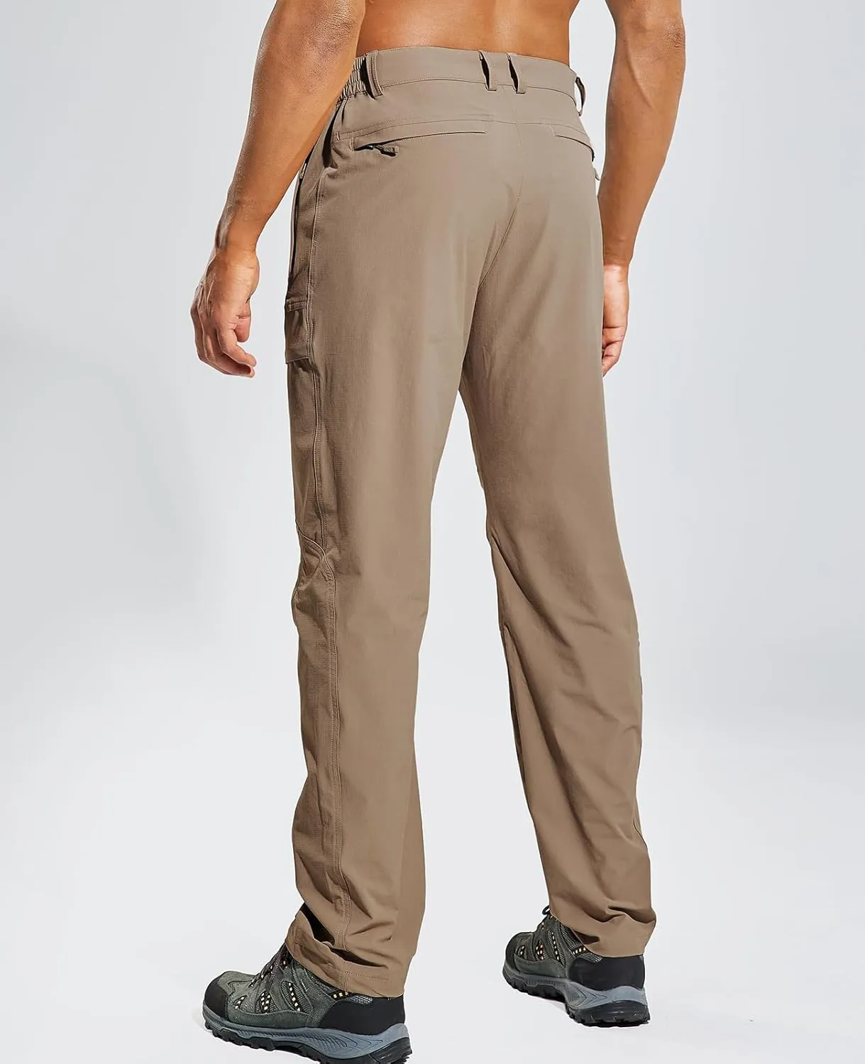 Haimont Men's Hiking Pants with 6 Zip Pockets Nylon Quick Dry Lightweight Outdoor Travel Cargo Pants, Water Resistant