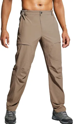 Haimont Men's Hiking Pants with 6 Zip Pockets Nylon Quick Dry Lightweight Outdoor Travel Cargo Pants, Water Resistant