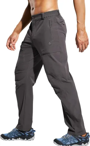 Haimont Men's Hiking Pants with 6 Zip Pockets Nylon Quick Dry Lightweight Outdoor Travel Cargo Pants, Water Resistant