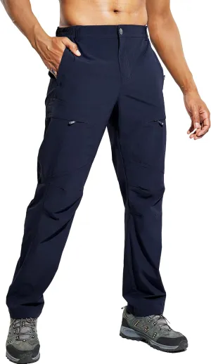 Haimont Men's Hiking Pants with 6 Zip Pockets Nylon Quick Dry Lightweight Outdoor Travel Cargo Pants, Water Resistant