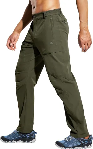 Haimont Men's Hiking Pants with 6 Zip Pockets Nylon Quick Dry Lightweight Outdoor Travel Cargo Pants, Water Resistant