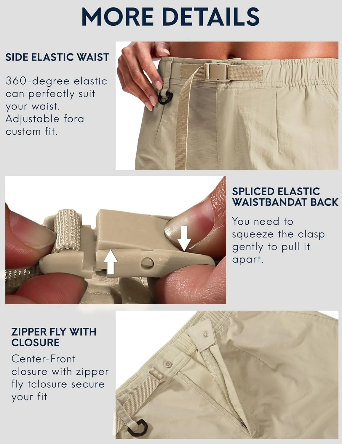 Haimont Women's 7 Inch Hiking Cargo Shorts with Belts Elastic Waist Nylon Quick Dry Water Resistant Camping Travel Trekking