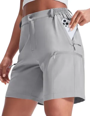 Haimont Women's 7" Hiking Cargo Shorts Quick Dry Lightweight Stretch UV Protection with Zipper Pockets Travel Camping