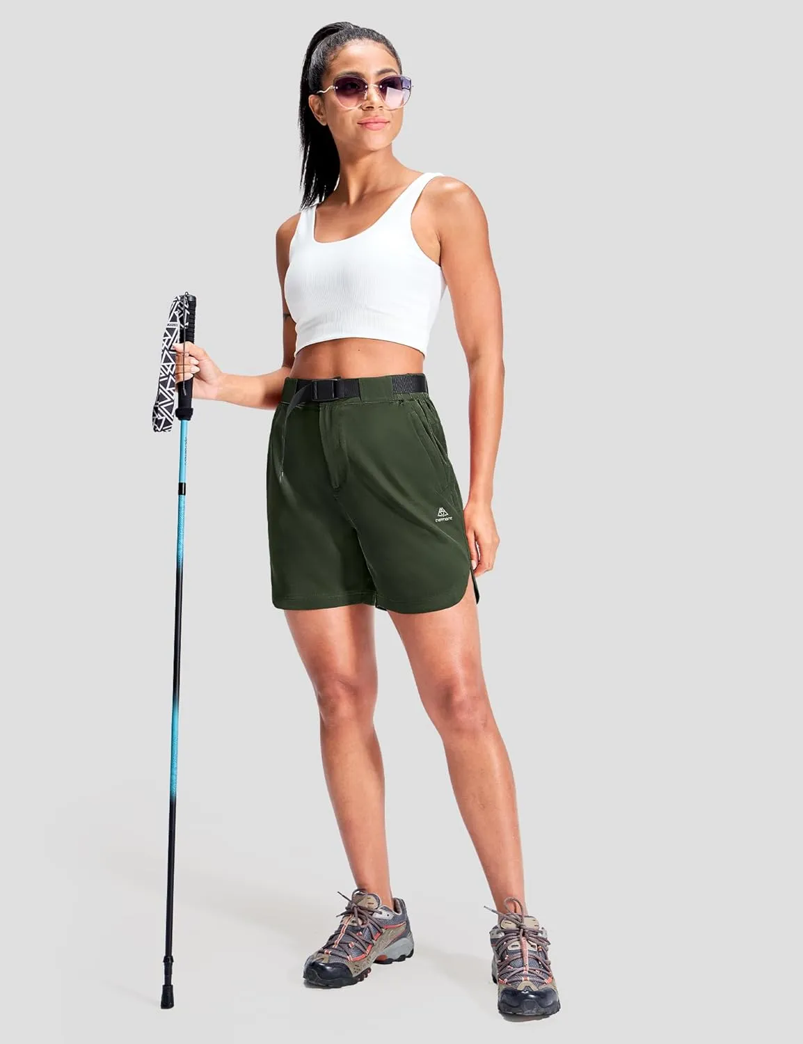 Haimont Women’s Hiking Shorts 5 inch with Pockets and Belt Quick Dry Stretch Lightweight Camping Travel Outdoor Shorts