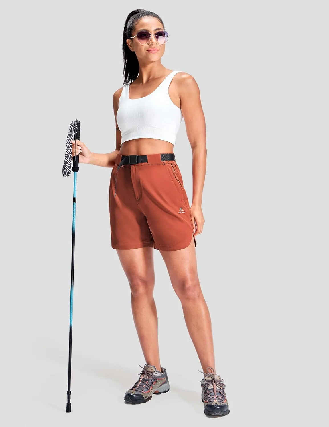 Haimont Women’s Hiking Shorts 5 inch with Pockets and Belt Quick Dry Stretch Lightweight Camping Travel Outdoor Shorts