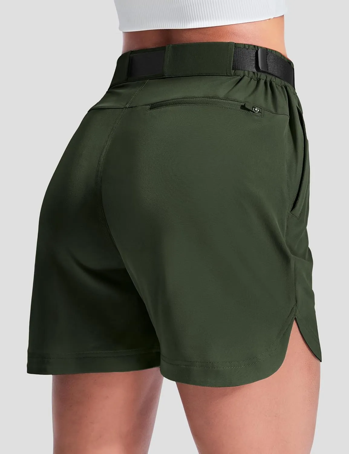 Haimont Women’s Hiking Shorts 5 inch with Pockets and Belt Quick Dry Stretch Lightweight Camping Travel Outdoor Shorts
