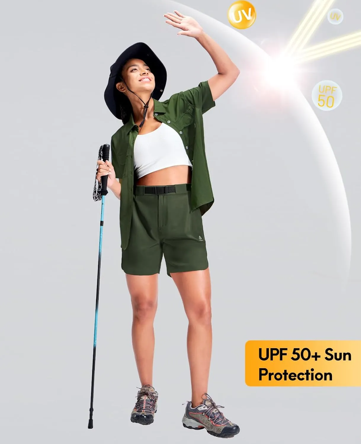 Haimont Women’s Hiking Shorts 5 inch with Pockets and Belt Quick Dry Stretch Lightweight Camping Travel Outdoor Shorts