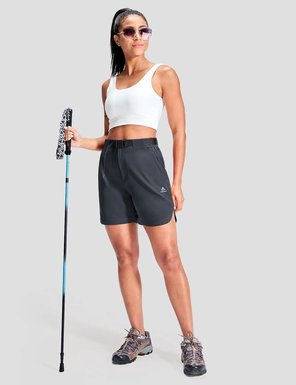 Haimont Women’s Hiking Shorts 5 inch with Pockets and Belt Quick Dry Stretch Lightweight Camping Travel Outdoor Shorts