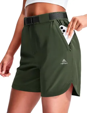 Haimont Women’s Hiking Shorts 5 inch with Pockets and Belt Quick Dry Stretch Lightweight Camping Travel Outdoor Shorts