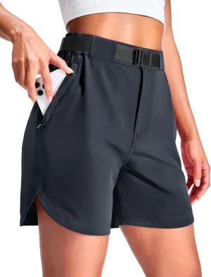 Haimont Women’s Hiking Shorts 5 inch with Pockets and Belt Quick Dry Stretch Lightweight Camping Travel Outdoor Shorts