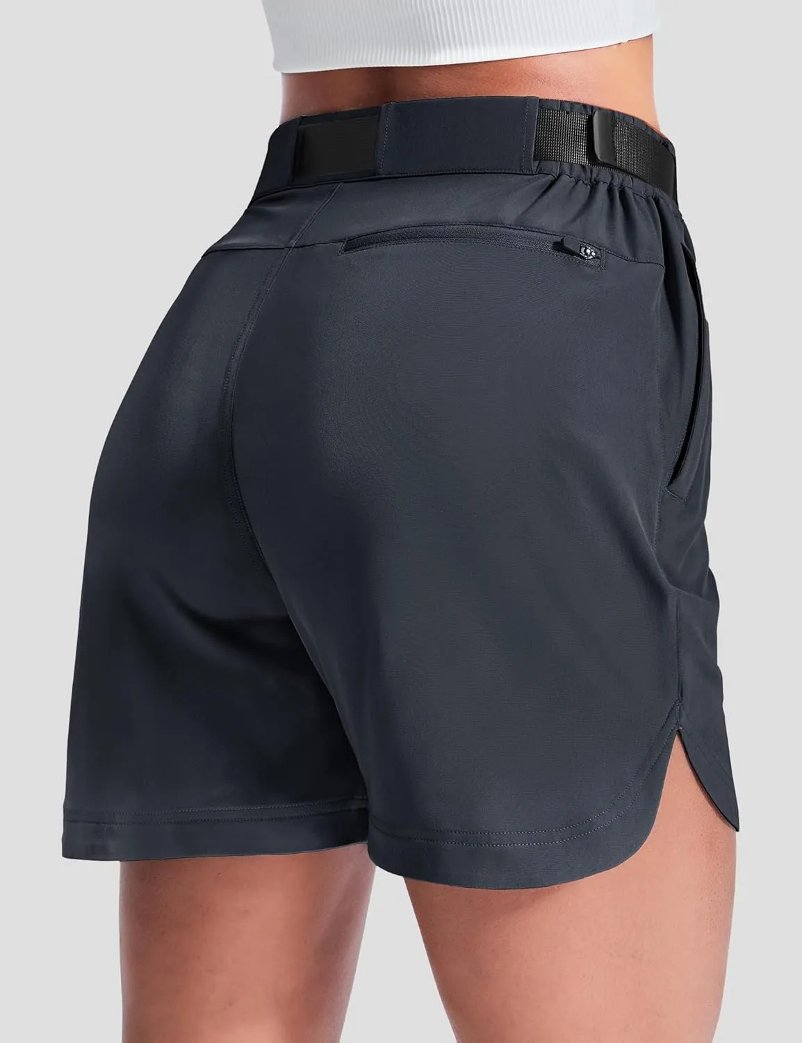 Haimont Women’s Hiking Shorts 5 inch with Pockets and Belt Quick Dry Stretch Lightweight Camping Travel Outdoor Shorts
