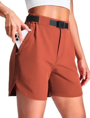 Haimont Women’s Hiking Shorts 5 inch with Pockets and Belt Quick Dry Stretch Lightweight Camping Travel Outdoor Shorts