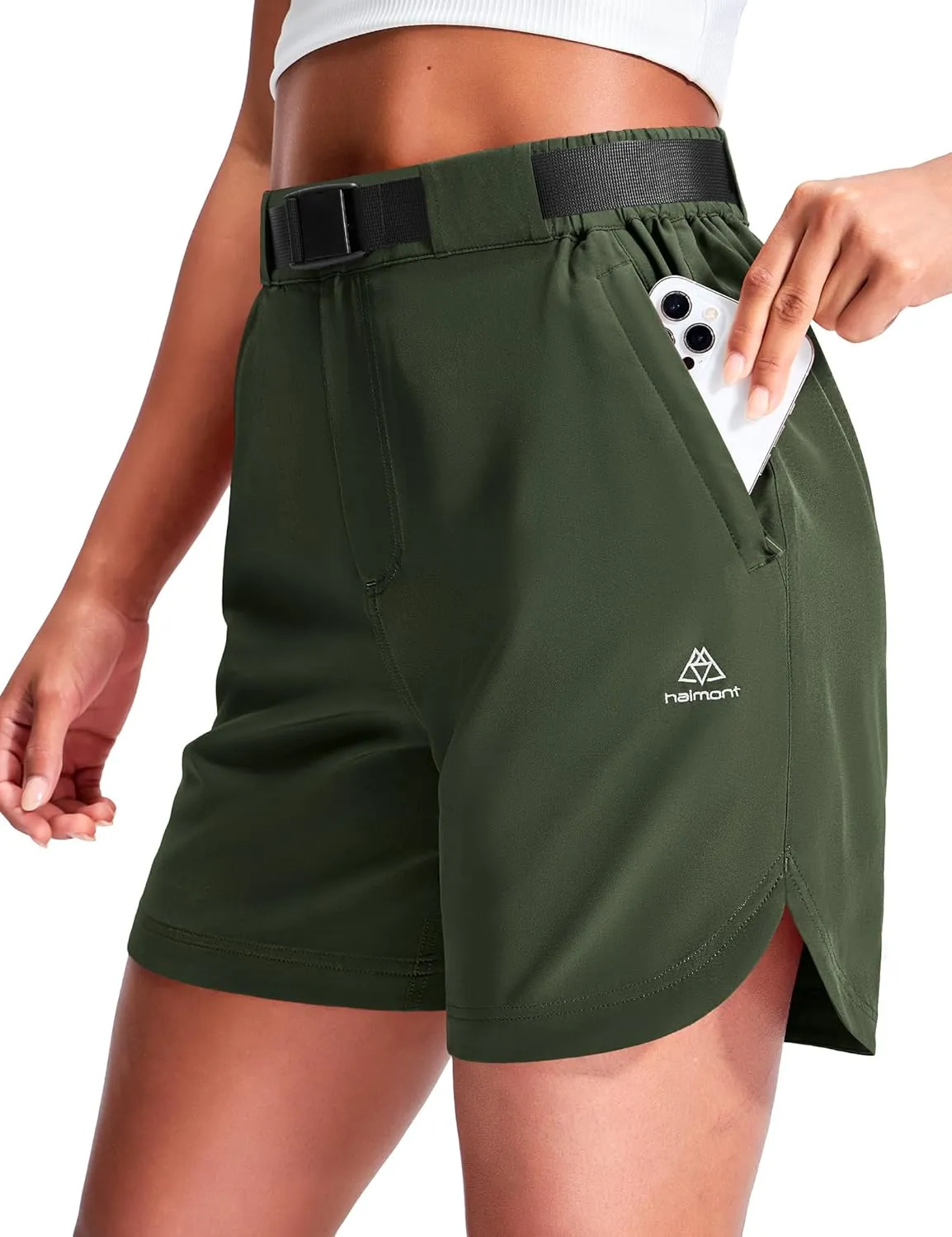 Haimont Women’s Hiking Shorts 5 inch with Pockets and Belt Quick Dry Stretch Lightweight Camping Travel Outdoor Shorts