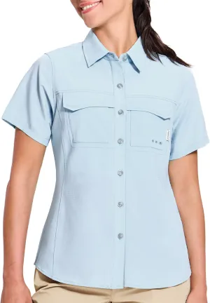 Haimont Women's UPF 50  Sun Protection Button Down Fishing Hiking Travel Shirts Short Sleeve Quick Dry Shirt with Pockets