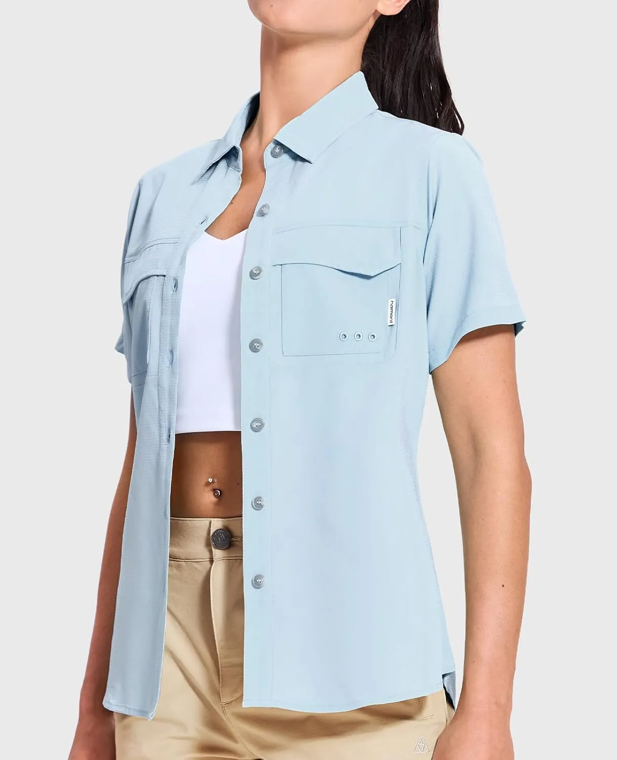 Haimont Women's UPF 50  Sun Protection Button Down Fishing Hiking Travel Shirts Short Sleeve Quick Dry Shirt with Pockets