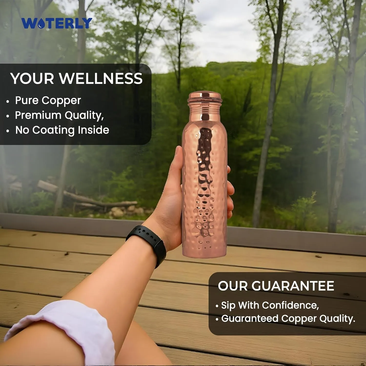 Hammered Copper Water Bottle (34 Oz /1000ml) With Set Of 2 Tumbler (10 Oz/300ml Each) | Best use for Office,Gym & gifts |100% Pure Copper Material with Leak proof Quality