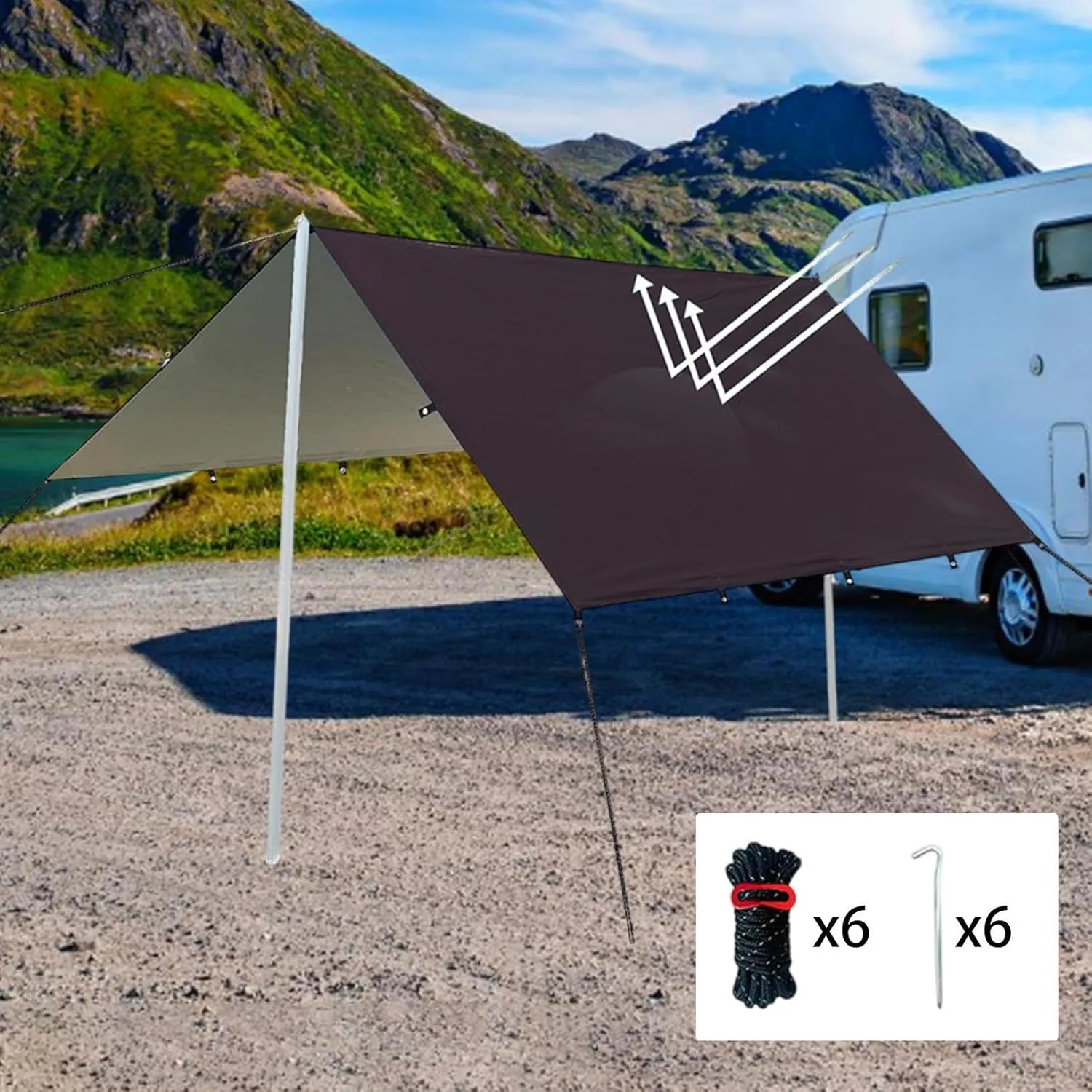Hammock Rain Fly Camping Gear Waterproof Foldable with Carry Bag Multipurpose Sun Canopy for Travelling, Party Easily Install, Black M