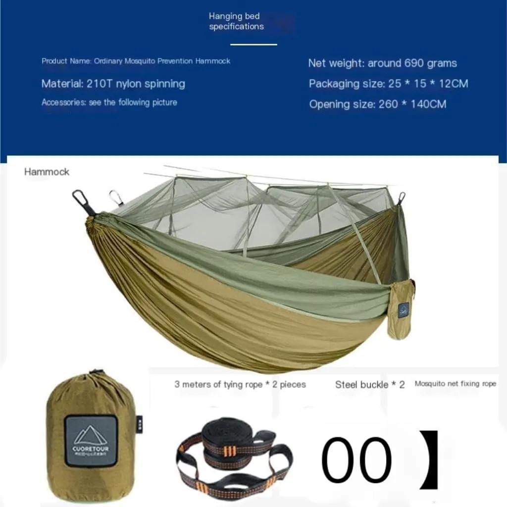 Hammocks Outdoor Mosquito Net Hammock Anti-Mosquito Canopy Tent Set Waterproof Portable Sunshade Camping Outdoor Camping Hammocks(Yellow,Small)