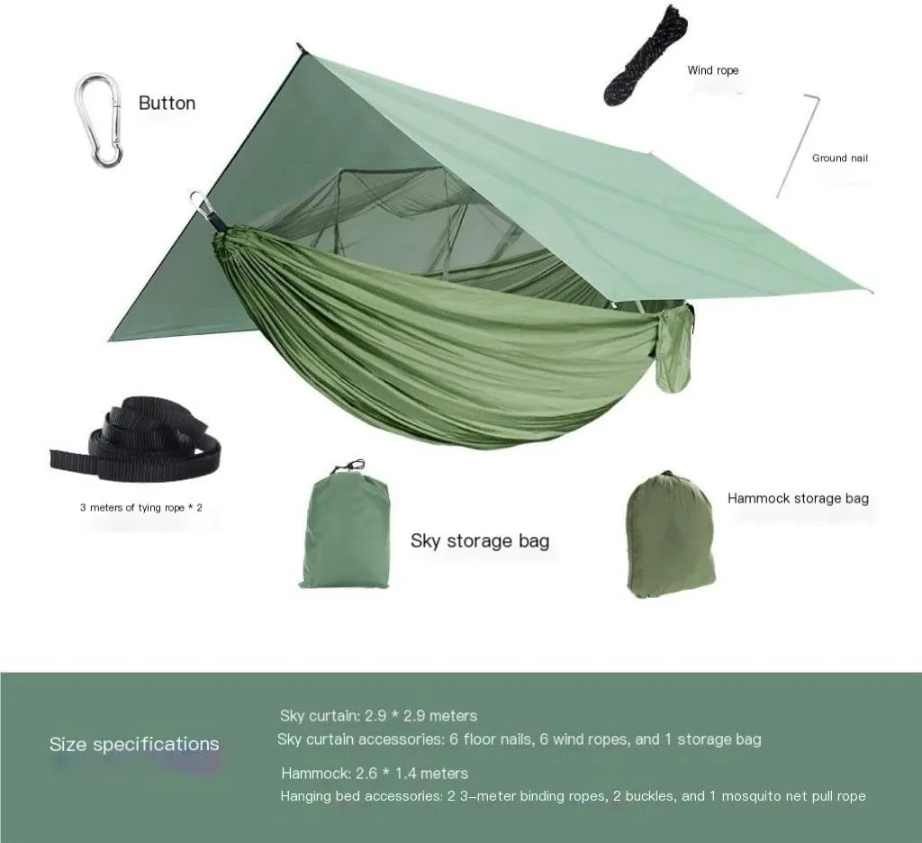 Hammocks Outdoor Mosquito Net Hammock Anti-Mosquito Canopy Tent Set Waterproof Portable Sunshade Camping Outdoor Camping Hammocks(Yellow,Small)