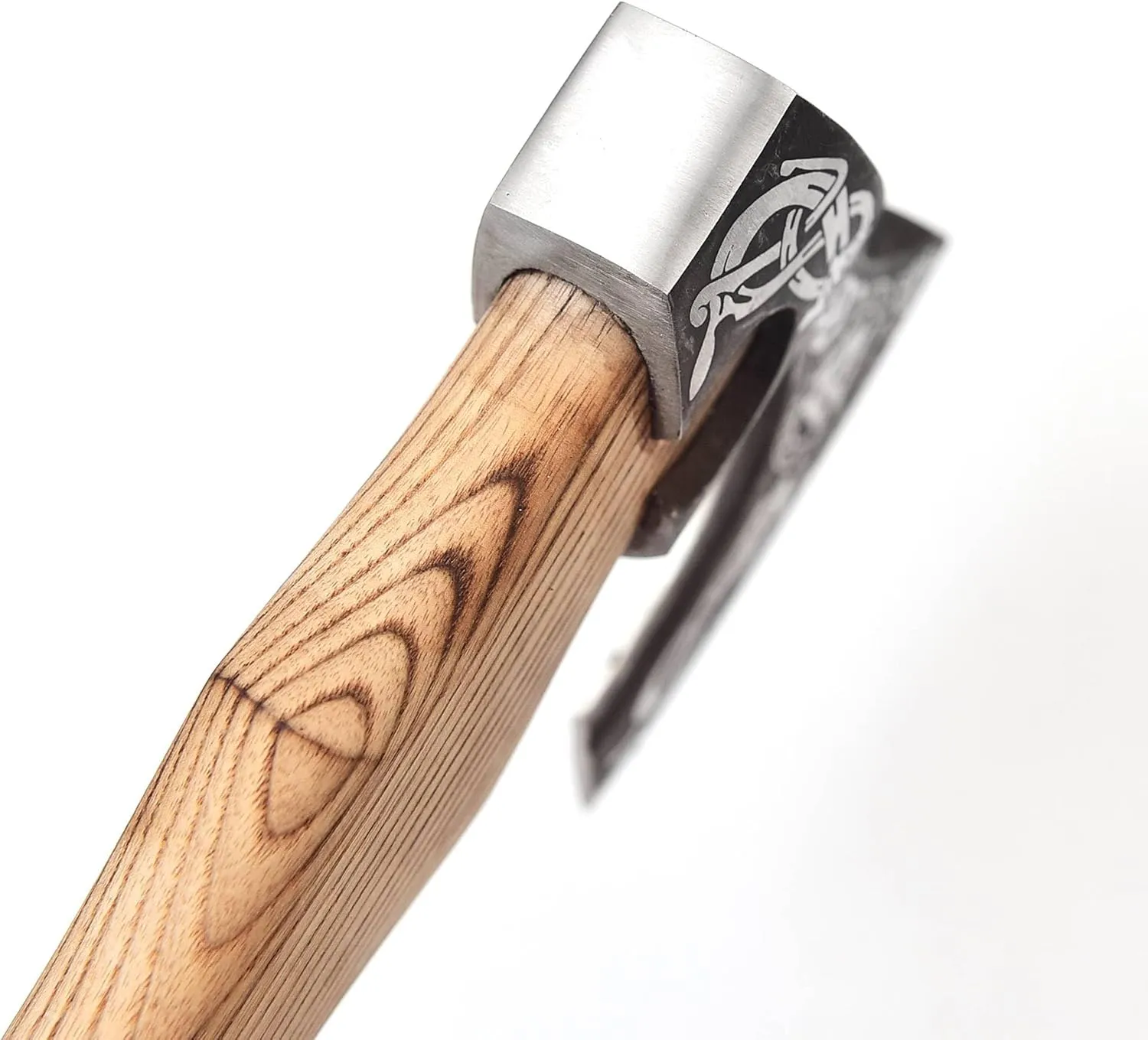 H&A CRAFTS® Viking Axe The Ragnar Lothbrok Real, and Custom Crafted with Leather Sheath Carbon Steel Camping Hatchet Personalized Gifts for Men (Valknut Viking - Yellow Pine Handle Axe)