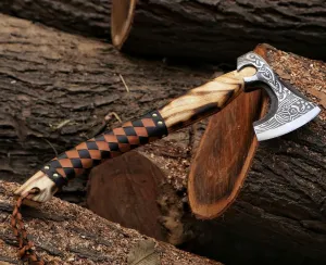 Handmade Carbon Steel Viking Axe Blade Smith Custom Gift Forged Carbon Steel Viking Axe Ash Wood Handle Viking Bearded Camping Axe, Best Birthday Gift by Empire Indutry