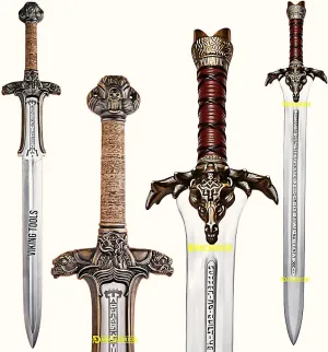 Handmade Conan Atlantean Sword & Conan Father Sword 1095 Carbon Steel Brass Fittings with Leather Sheath Viking Sword Conan Sword Real Viking (Conan Atlantean Sword Conan Father Sword)