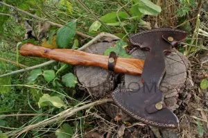 Handmade Damascus Steel Axe Hatchet Viking Axe Double Headed Axe with Leather Sheath