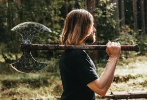 Handmade Double Head Berserker Axe, Large Norse Axe, Hand Forged Steel Axe,Double Blade Axe, Forest Axes Hewing Axe Broad Axe Hunting Axe Dane Axe